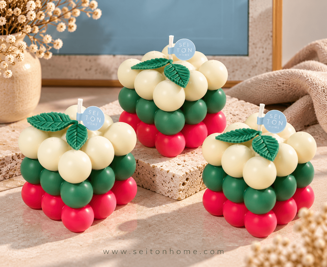 Vela decorativa Cubo navideño - Paquete de 3.